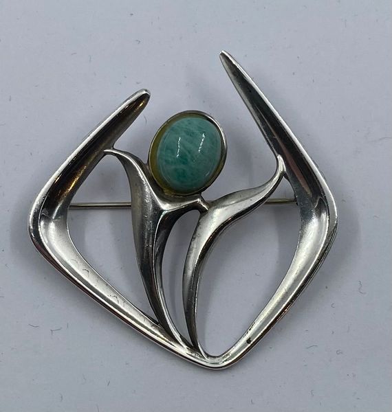 Hovedbilde Brosje med grønn sten 925 sølv av David Andersen