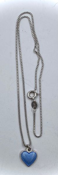 Hovedbilde Anheng med blå emalje A.Nordlie med kjede 925 ...