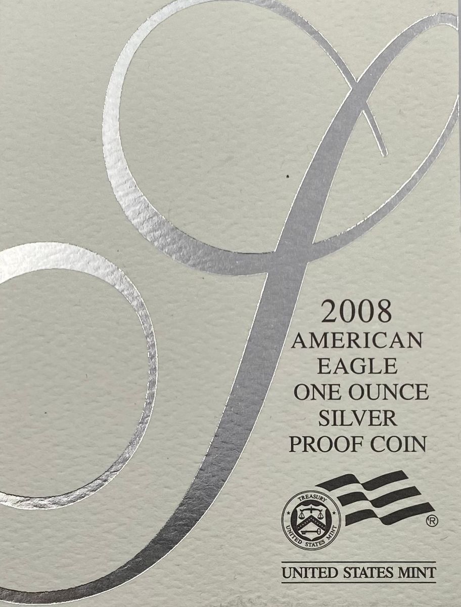 USA:1 dollar 2008 American Eagle i etui med dokumentasjon.