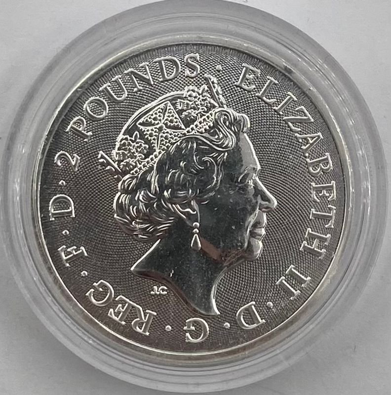 Storbritannia: 2 pund 2023.Kong Arthur. 1 oz rent sølv.