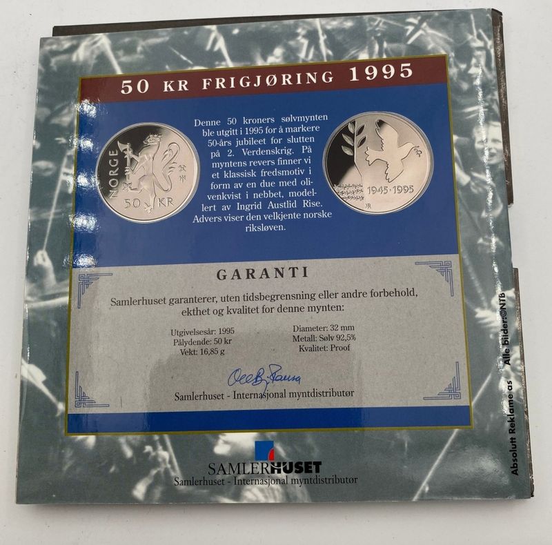 50 kr 1995 Frigjøringen i pappomslag.