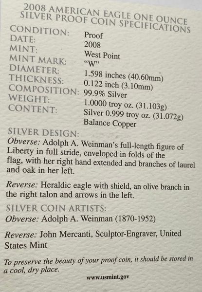 Hovedbilde USA:1 dollar 2008 American Eagle i etui med ...